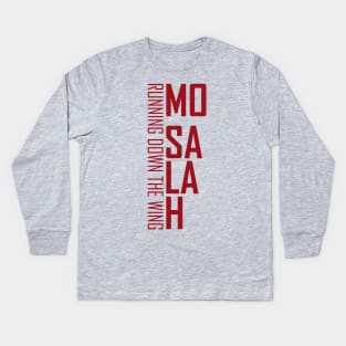 Mo Salah Running Down The Wing Kids Long Sleeve T-Shirt